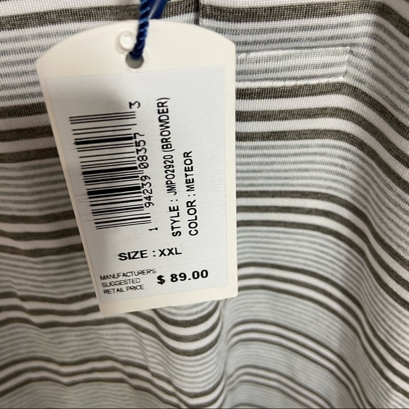 NWT Johnnie-O Size XXL QBE Shootout Striped Polo Shirt Short Sleeve - Picture 6 of 6